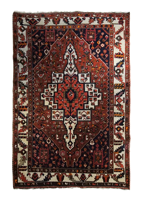 Persian Rug Bakhtiari Handmade Area Tribal 6'1"x9'6" (6x10) Red Geometric Design #A34003