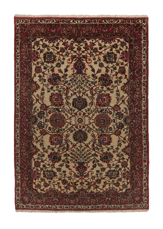 Persian Rug Bakhtiari Handmade Area Tribal 8'7"x12'8" (9x13) Red Whites/Beige Floral Design #18094