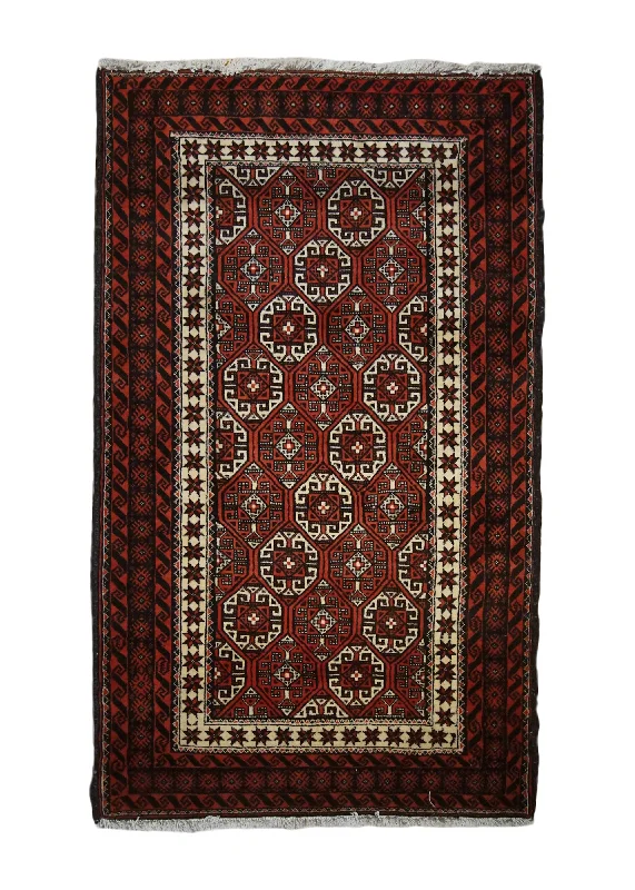 Persian Rug Baloch Handmade Area Tribal 3'2"x5'7" (3x6) Red Geometric Design #A33925