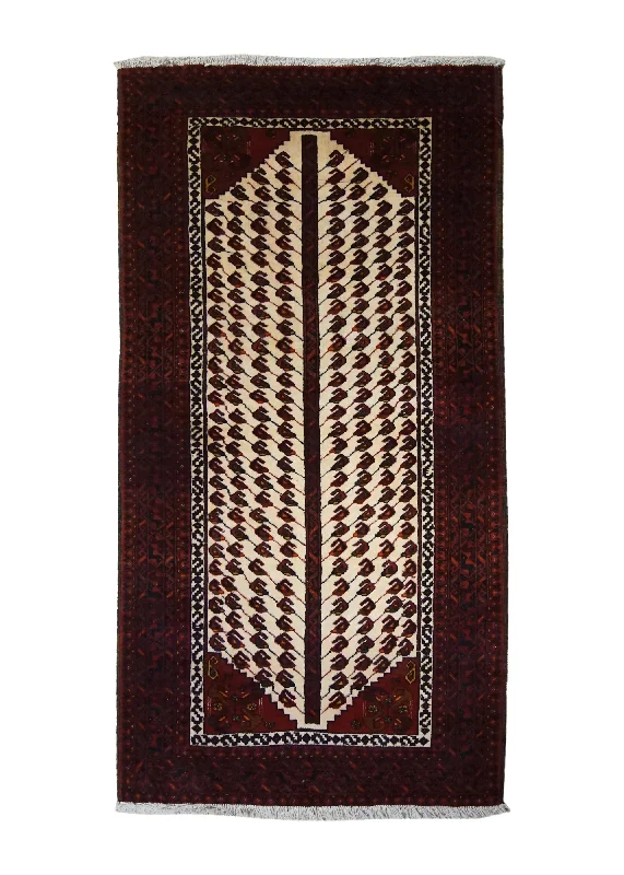 Persian Rug Baloch Handmade Area Tribal 3'3"x6'1" (3x6) Red Tree of Life Design #A33917