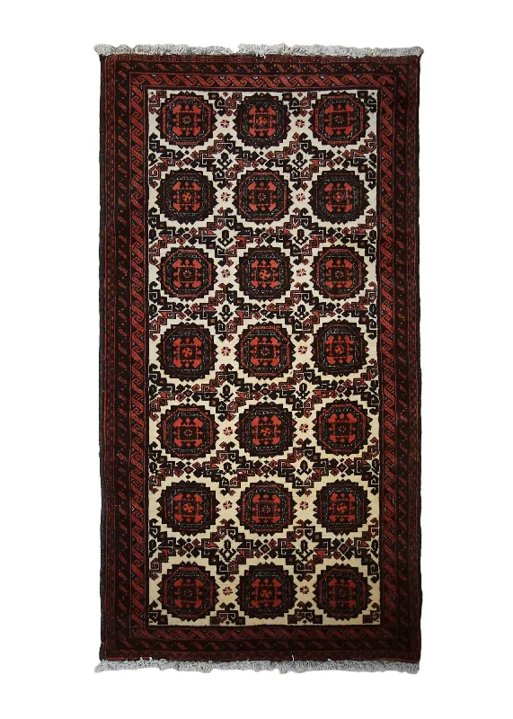 Persian Rug Baloch Handmade Area Tribal 3'4"x6'6" (3x7) Red Geometric Design #A33914