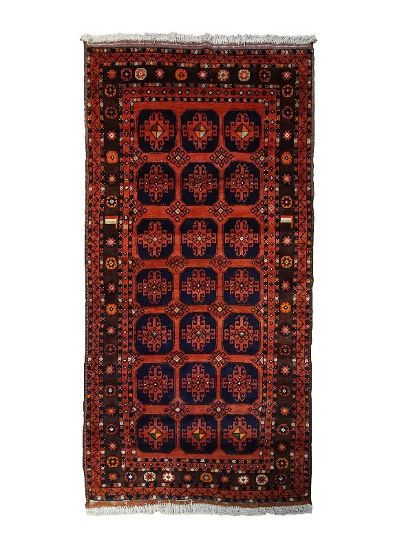 Persian Rug Baloch Handmade Area Tribal 4'10"x8'10" (5x9) Red Blue Geometric Design #A33935