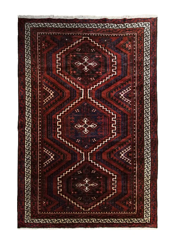 Persian Rug Baloch Handmade Area Tribal 5'6"x8'4" (6x8) Red Geometric Design #A33913