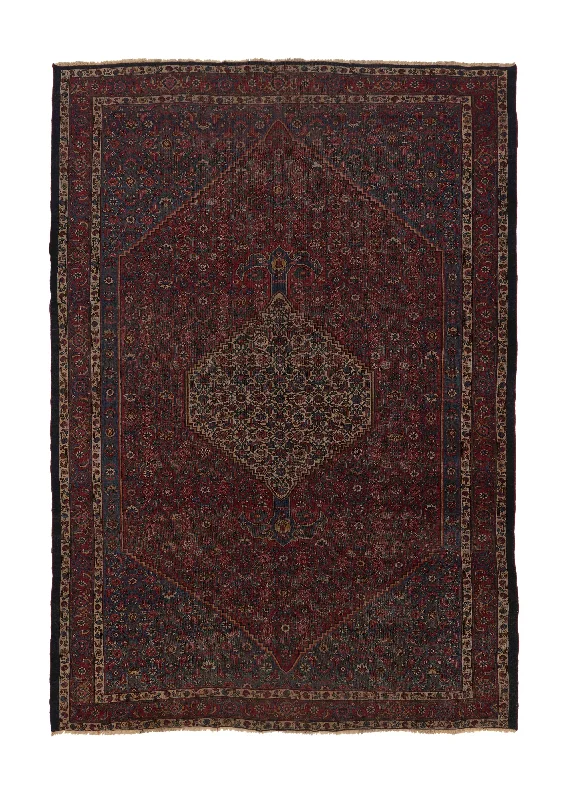 Persian Rug Bijar Handmade Area Antique Traditional 9'0"x12'9" (9x13) Red Blue Herati Design #35810