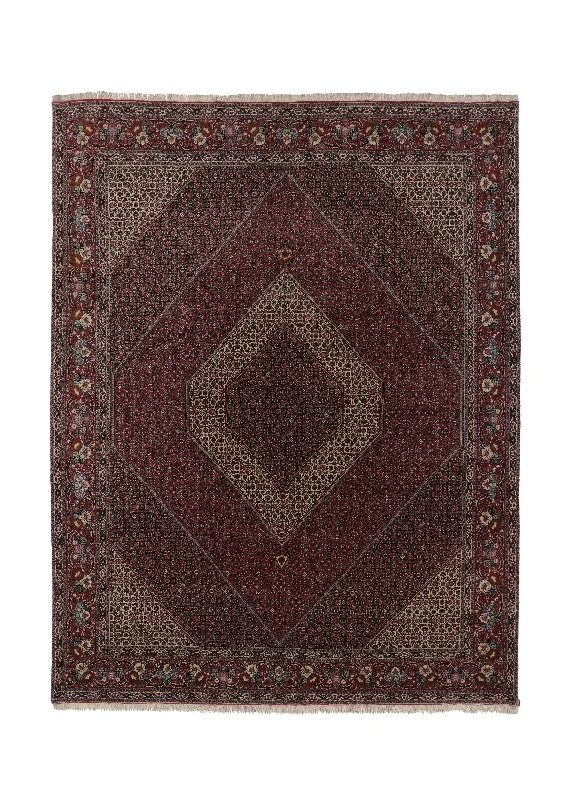 Persian Rug Bijar Handmade Area Traditional 9'11"x12'11" (10x13) Red Blue Whites/Beige Herati Design #34544