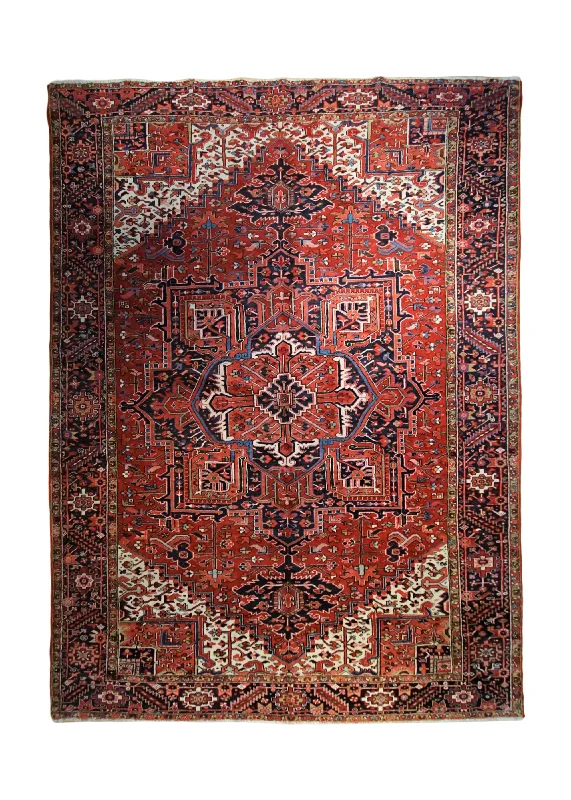 Persian Rug Heriz Handmade Area Tribal Vintage 9'9"x12'9" (10x13) Red Geometric Design #A33975