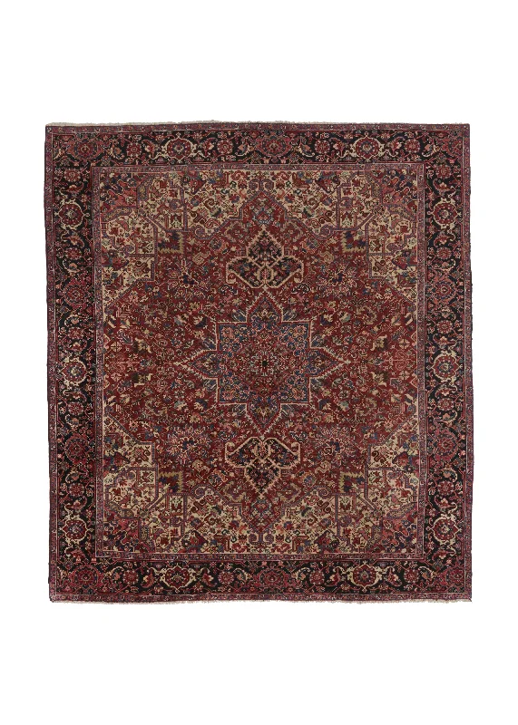 Persian Rug Heriz Handmade Area Tribal Vintage 10'10"x11'9" (11x12) Red Geometric Design #18145