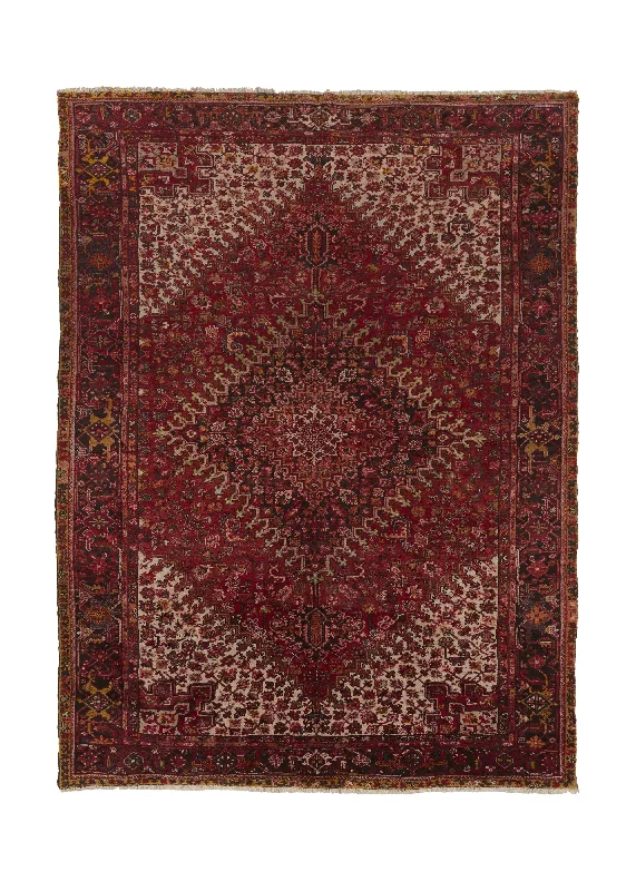 Persian Rug Heriz Handmade Area Tribal Vintage 9'5"x13'0" (9x13) Red Geometric Design #33671