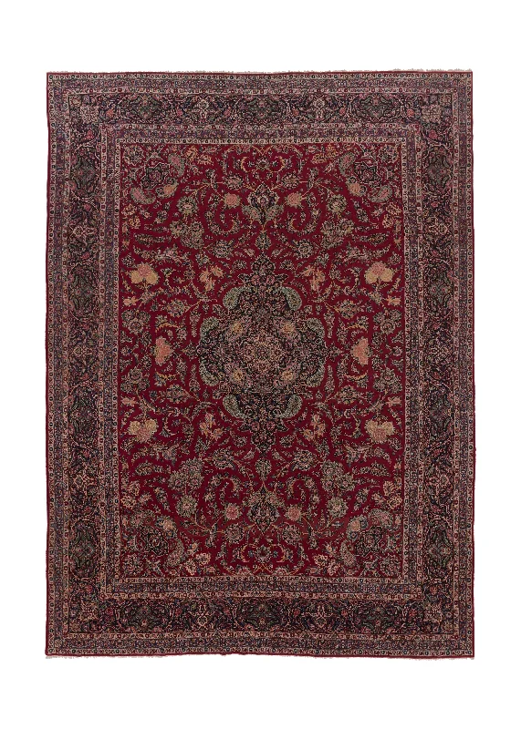 Persian Rug Kashan Handmade Area Traditional 10'7"x14'9" (11x15) Red Blue Floral Design #35996