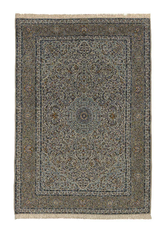 Persian Rug Kashan Handmade Area Traditional 9'1"x12'10" (9x13) Blue Floral Design #28606