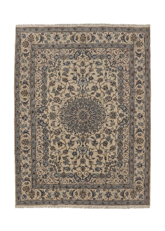 Persian Rug Kashmar Handmade Area Traditional 9'6x12'7 (10x13) Whites/Beige Blue Floral Design #36150