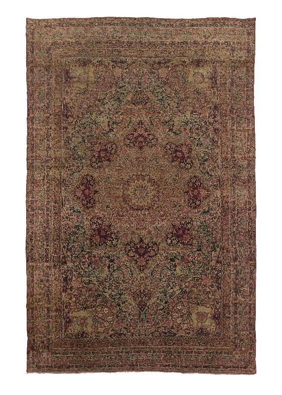 Persian Rug Kermanshah Handmade Area Antique Traditional 9'2"x14'3" (9x14) Whites/Beige Pink Floral Design #35907