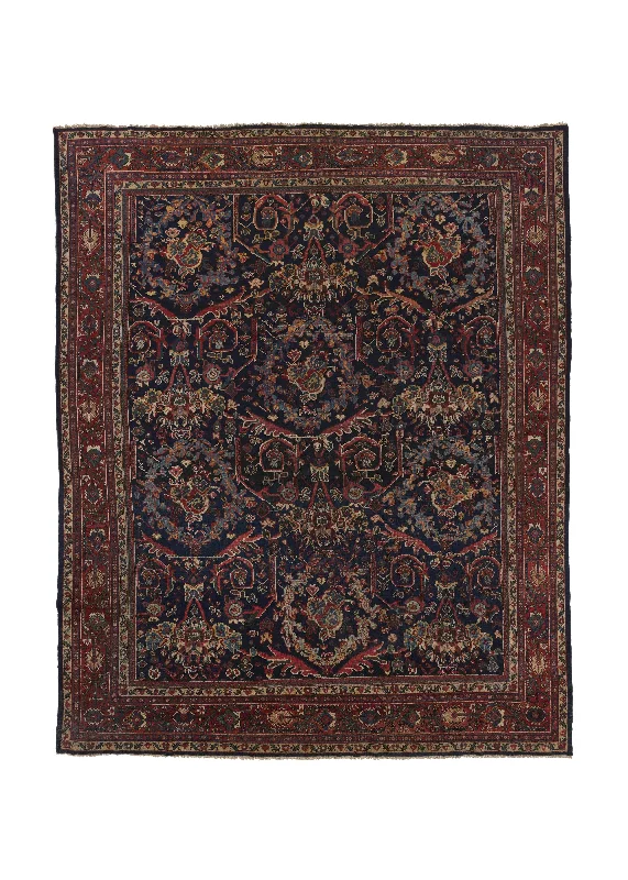 Persian Rug Mahal Handmade Area Antique Tribal 10'2"x12'7" (10x13) Blue Red Mostofi Floral Design #26750