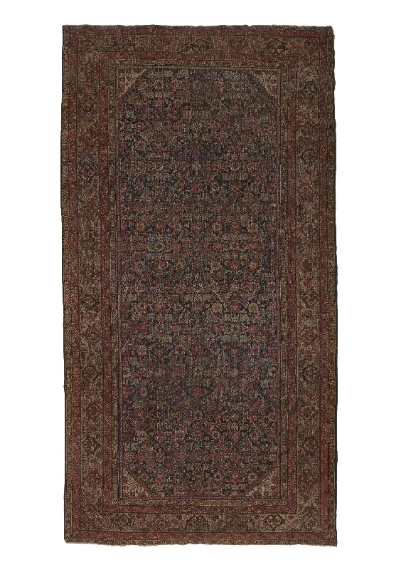 Persian Rug Mahal Handmade Area Antique Tribal 6'8"x12'3" (7x12) Blue Whites/Beige Herati Design #31636