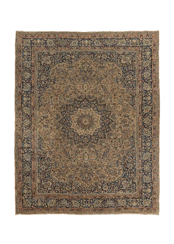 Persian Rug Mashhad Handmade Area Antique Traditional 10'4"x13'4" (10x13) Orange Blue Floral Design #32275