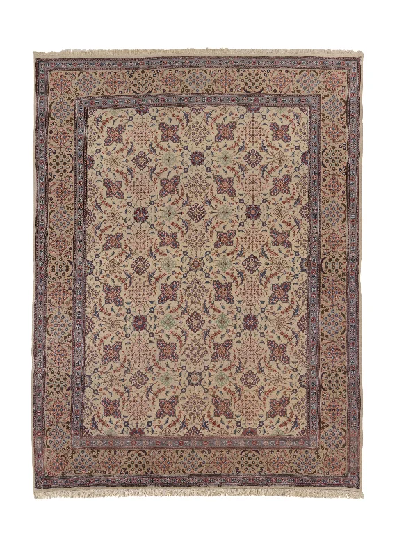 Persian Rug Sarouk Handmade Area Traditional 9'7"x12'8" (10x13) Whites/Beige Blue Floral Design #3109