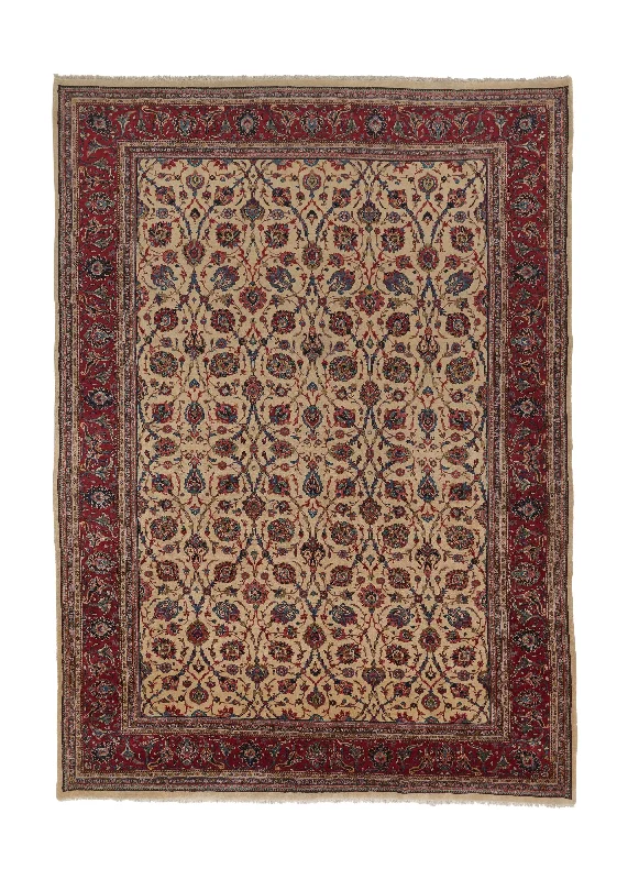 Persian Rug Sarouk Handmade Area Traditional 10'2"x14'2" (10x14) Whites/Beige Red Shah Abbasi Floral Design #18603