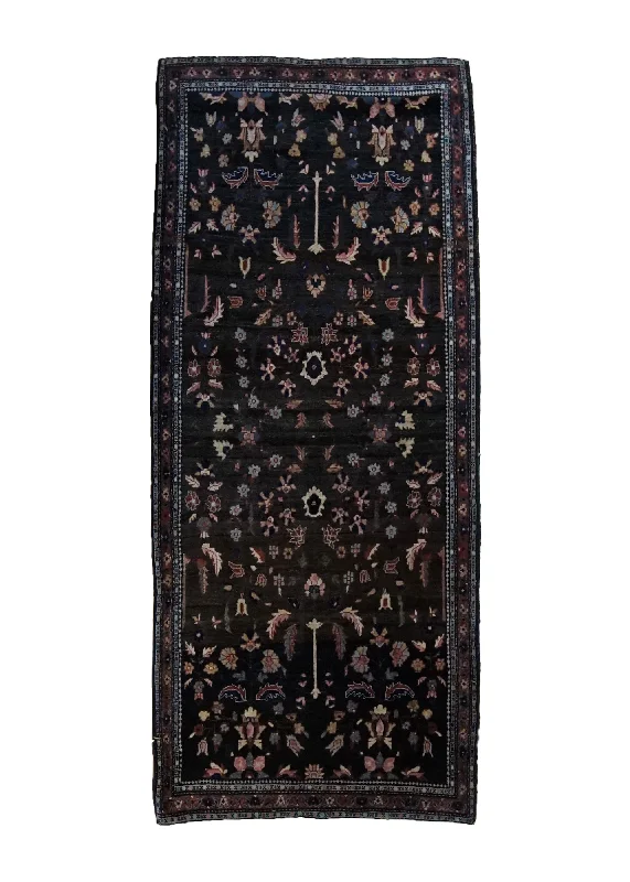 Persian Rug Sarouk Handmade Area Traditional Antique 2'0"x4'9" (2x5) Blue Floral Design #A34011