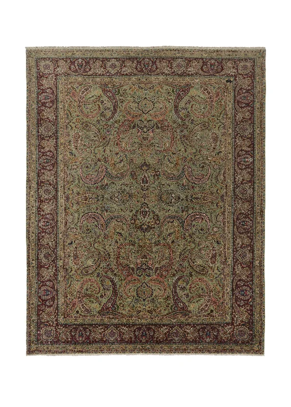 Persian Rug Tabriz Handmade Area Traditional 9'10"x12'10" (10x13) Green Floral Design #34746