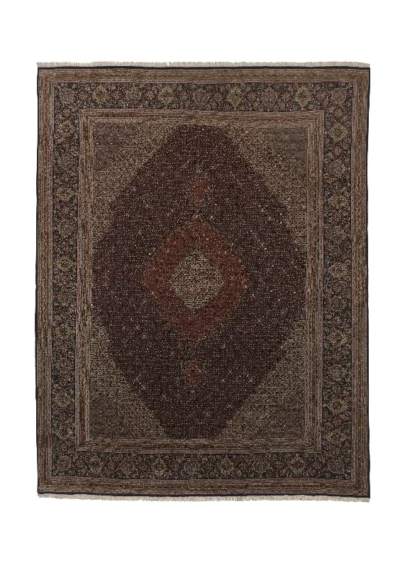 Persian Rug Tabriz Handmade Area Traditional 10'0"x13'0" (10x13) Blue Whites/Beige Red Mahi Fish Design #34714