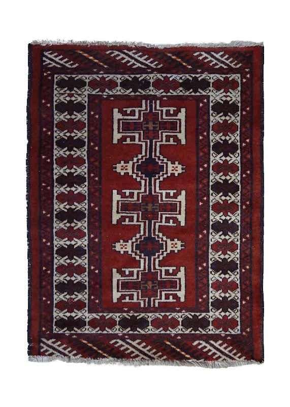 Persian Rug Turkmen Handmade Area Tribal 2'0"x2'6" (2x3) Red Geometric Design #A33915