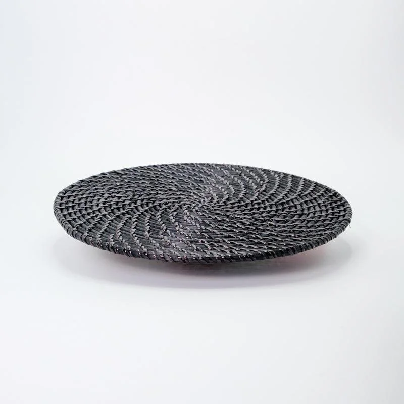 Round Woven Rattan Placemat - Black