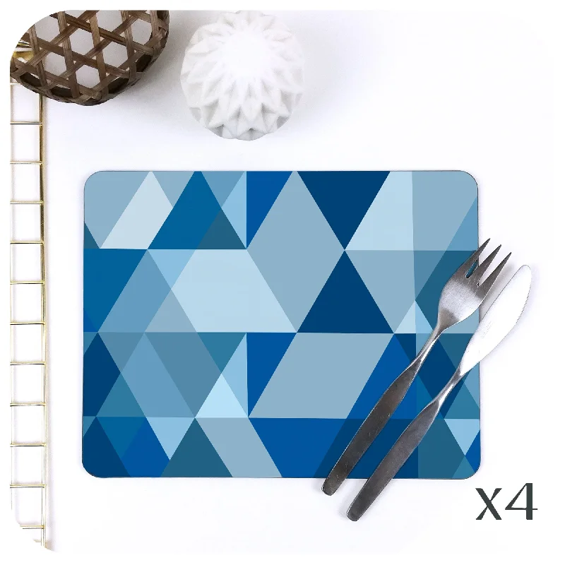 Scandi Geometric Placemats in Blue, set of four