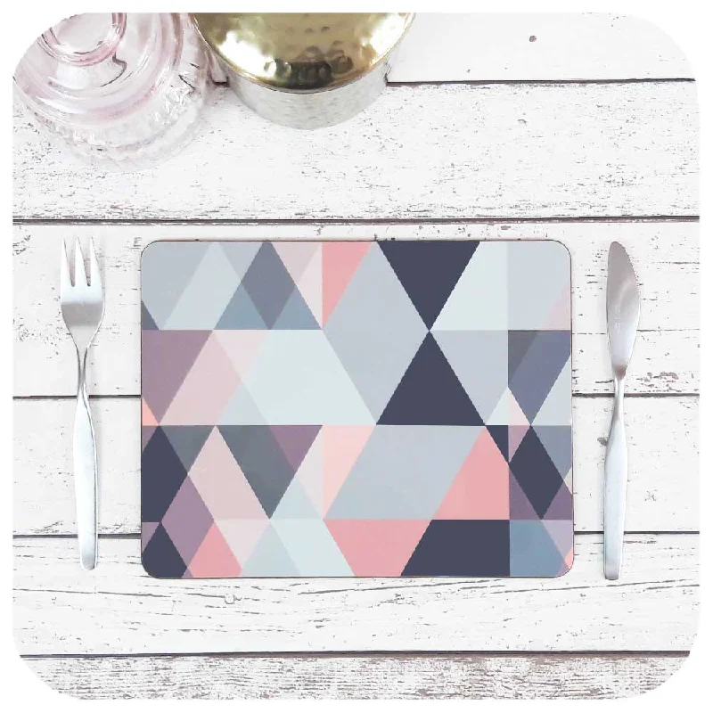 Scandi Geometric Placemats, in Blush Pink and Grey, set of four