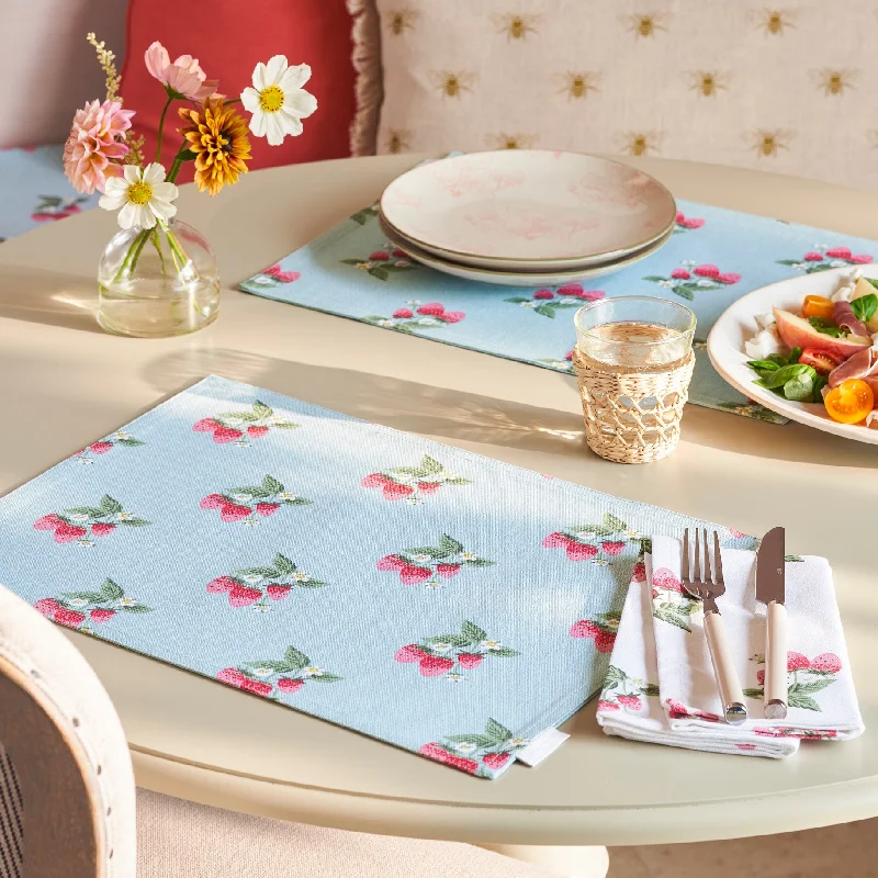 Strawberries Fabric Placemats (Set of 2)