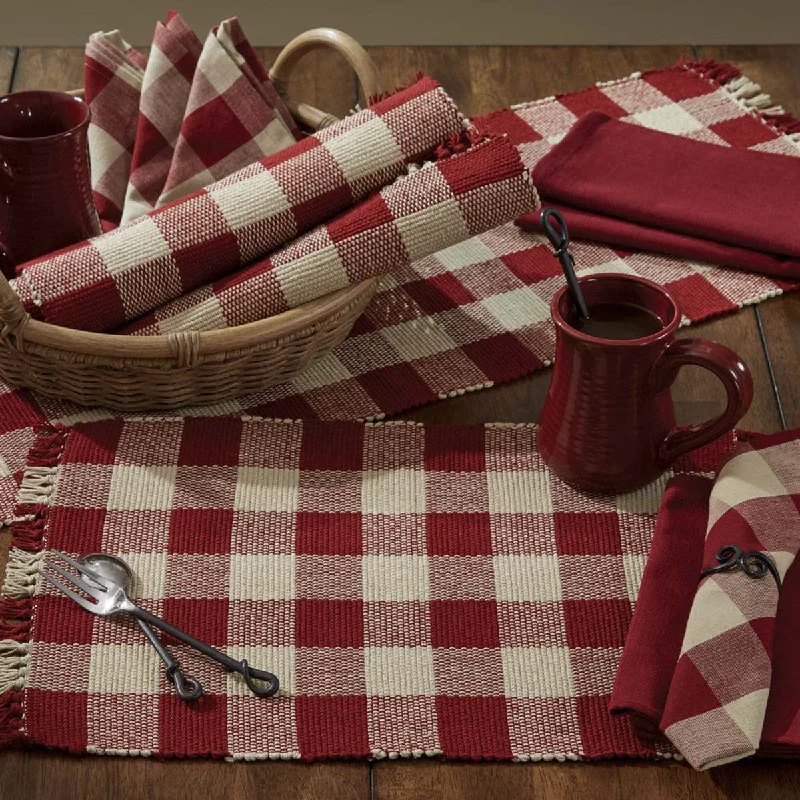 Wicklow Check Placemat Set-Red/Cream