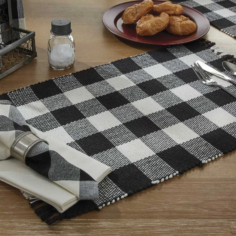 Wicklow Check Placemat Set-Black/Cream