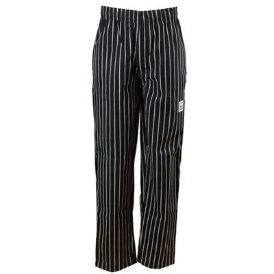 Chef Revival Chef Pants, Black/White Pin-Stripe, Large