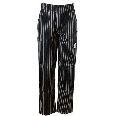 Chef Revival Chef Pants, Black/White Pin-Stripe, Medium