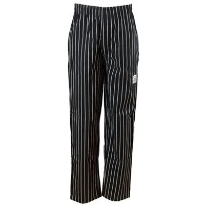 Chef Revival Chef Pants, Black/White Pin-Stripe, Small