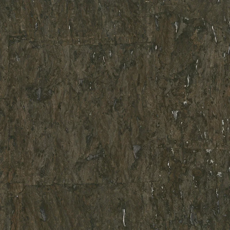 Cork Textural Wallpaper in Espresso/Silver