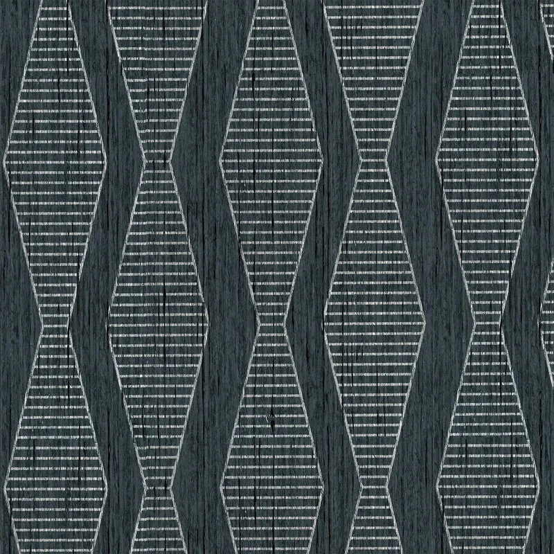 Crepe-Effect Art Deco Wallpaper in Silver/Black