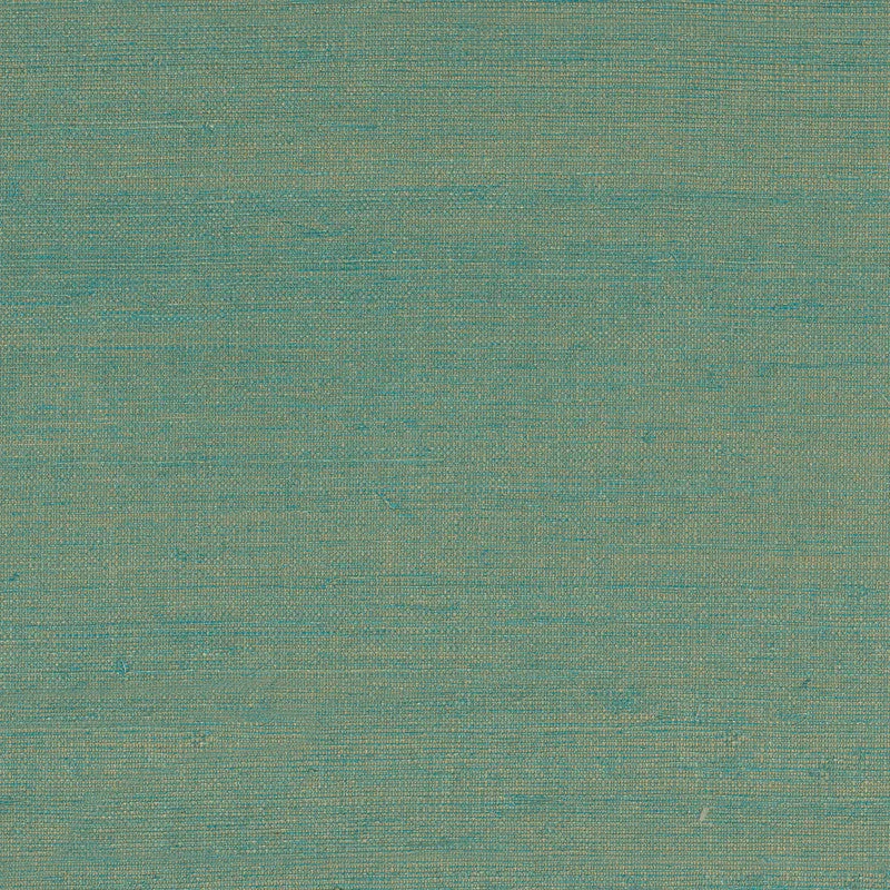 Fine Grasscloth-Look Foil Wallpaper in Teal/Gold