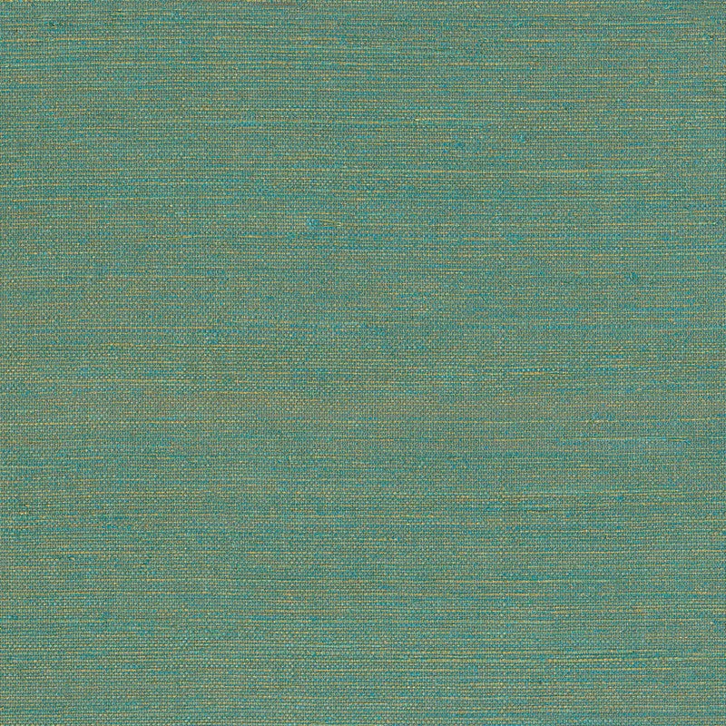 Fine Grasscloth-Look Foil Wallpaper in Teal/Gold