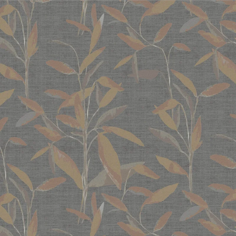 Foliage Minimalist Wallpaper in Charcoal/Earth