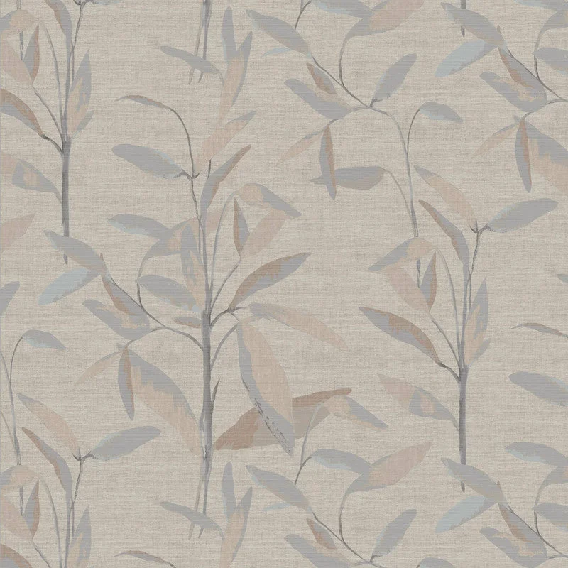 Foliage Minimalist Wallpaper in Greige/Blush