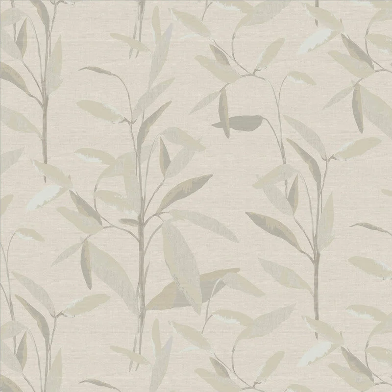 Foliage Minimalist Wallpaper in White/Pale Green