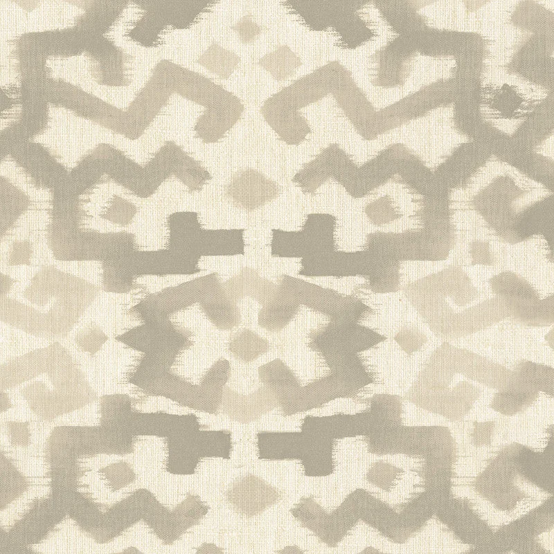 Ikat Abstract Wallpaper in Cream Taupe