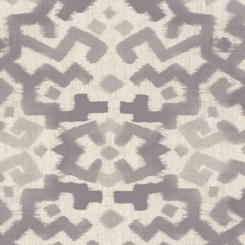 Ikat Abstract Wallpaper in Grey White