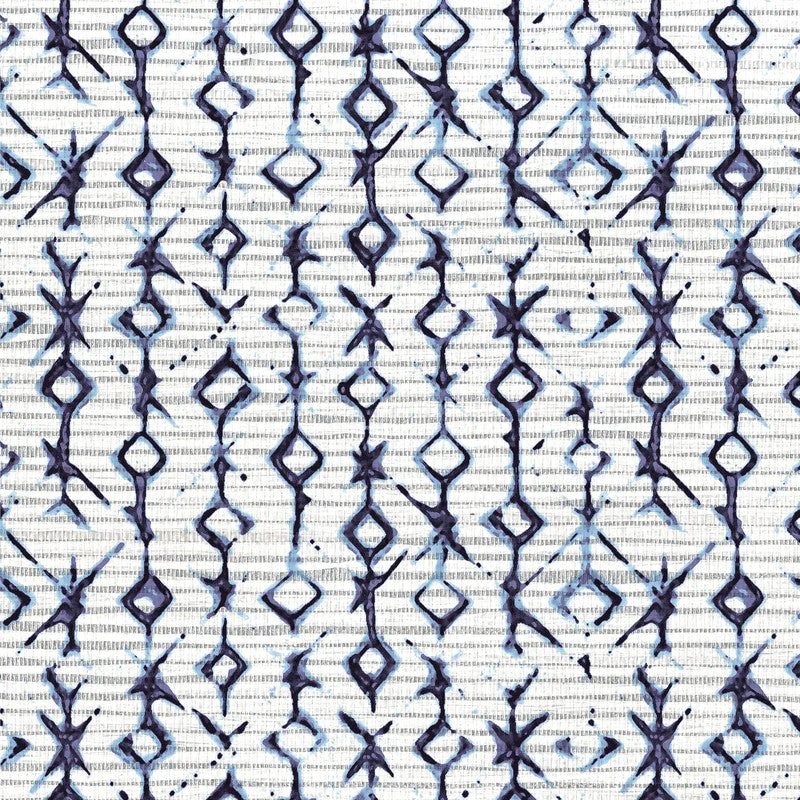 Ikat Vibrant Wallpaper in Blue/Silver