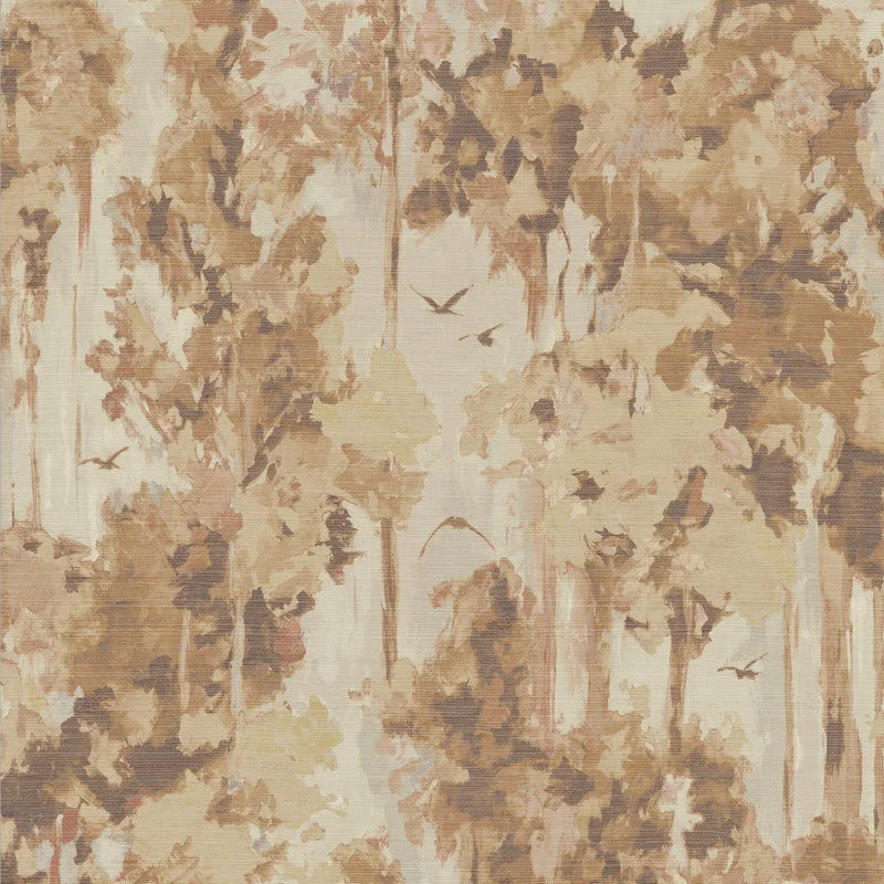 Watercolor Foliage Wall Mural in Terracotta/Cream