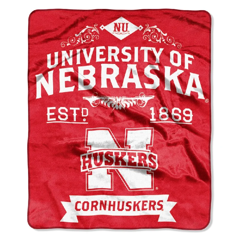 COL 704 Nebraska Label Raschel Throw