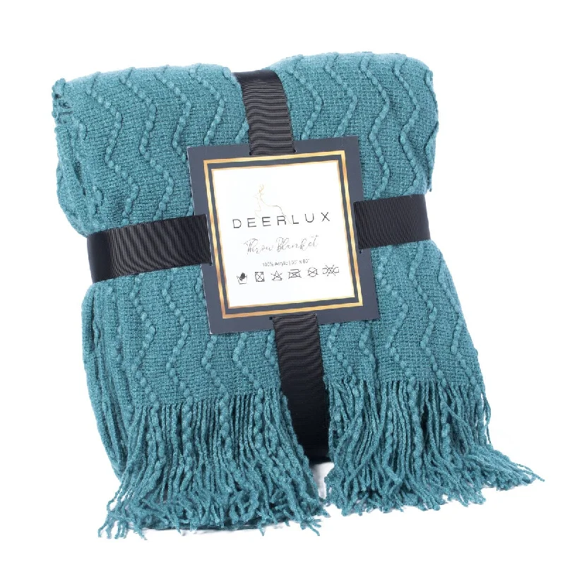 Decorative Throw Blanket - 50x60in Soft Knit with Delightful Fringe Edges for a Sophisticated and Cozy Touch to Your Home