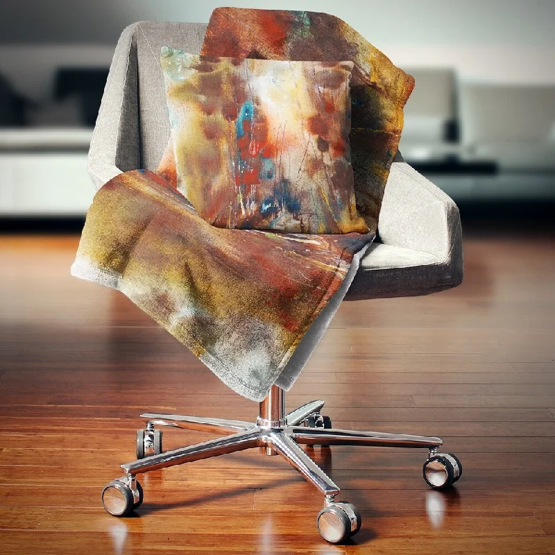 Designart 'Artistic Brown' Abstract Throw Blanket