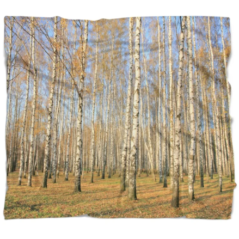 Designart 'Autumn Birch Grove in Sunlight' Modern Forest Throw Blanket