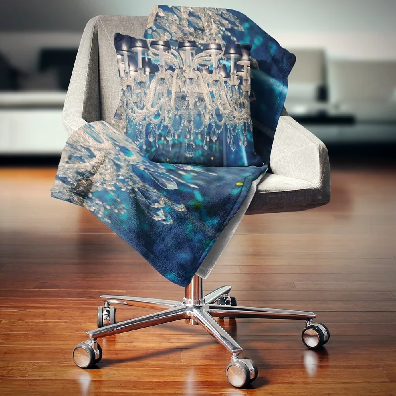 Designart 'Blue Vintage Crystal Chandelier' Flower Throw Blanket